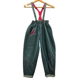 Y2K Fun For Kids Germany Lederhosen Denim Overall Embroidery Girls Sz 116 US 5/6